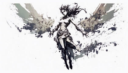 fairy, isolated on white background - watercolor style illustration background by Generative Ai