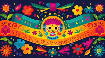 Colorful Mexican art banners for festivities and celebrations - generative ai