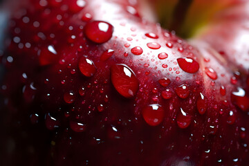 Close up apple with water drops - Illustration AI