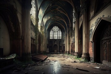 Vacant Nave Where Prayers Once Echoed in Harmony' Generative AI