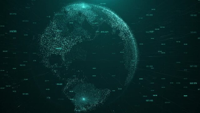 Earth map digital connection and social network. Global world communications data. Blockchain technology and database cryptocurrency concept. Business digital finance network currency or crypto mining