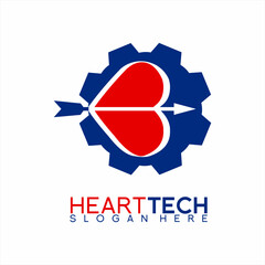 Archery logo design with heart and gears.