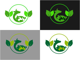set of green eco icons and farm