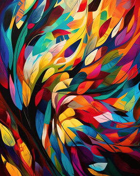 abstract colorful background with leaves