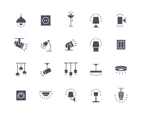 Lamps icons black set