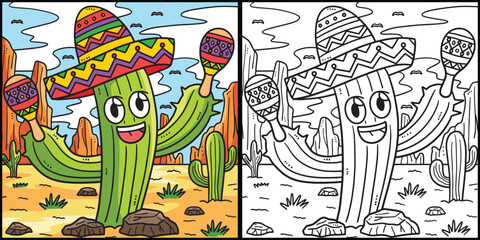 Cinco de Mayo Cactus With Sombrero Illustration