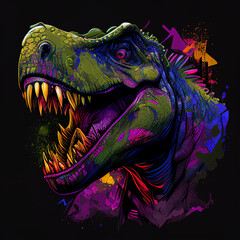 Colorful T-Rex hand drawn simple style