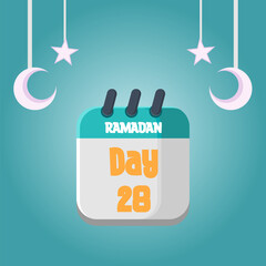 Daily Ramadan Day calendar icon. Wednesday, March 22, 2023. EPS 8 format