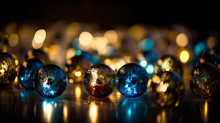 Glitter lights, blue, gold and black, bokeh lights. - Luxury, chic, mysterious, enchanting, mesmerizing, alluring, magical, dreamy. 
