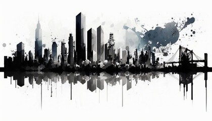 abstract city, isolated on white background - watercolor style illustration background by Generative Ai
