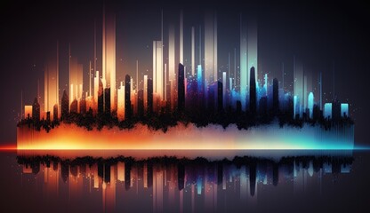 Fiber Optics City Skyline Background - Generative AI
