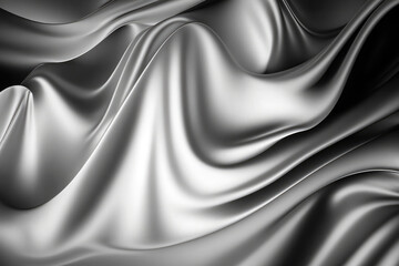 Naklejka na ściany i meble AI generated beautiful elegant silver soft silk satin fabric background with waves and folds