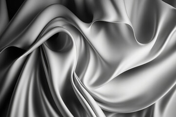 Plakat AI generated beautiful elegant silver soft silk satin fabric background with waves and folds