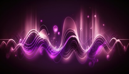 Fototapeta na wymiar Purple sound waves abstract background. Neon music loud noise. Rippling color line design.