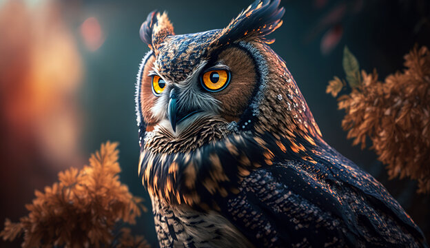 great horned owl portrait