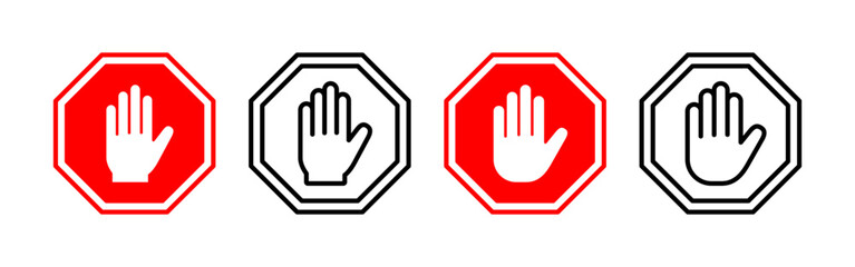 Fototapeta premium Stop icon vector for web and mobile app. stop road sign. hand stop sign and symbol. Do not enter stop red sign with hand