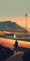 Stunning landscape painting, rural scenery, Generative AI