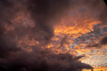Fototapeta na wymiar Pink and Orange Sunrise with Storm Clouds.