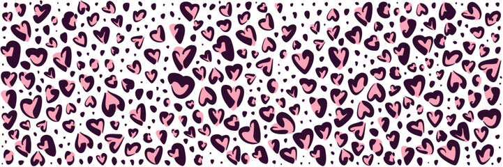 Leopard print with heart shaped stains. Vector illustration.