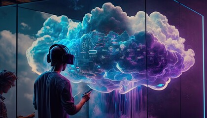 Augmented or virtual reality display of cloud computing and cloud storage on the internet - generative ai