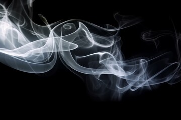 Mesmerizing Abstract White Smoke on Black Background, Generative AI