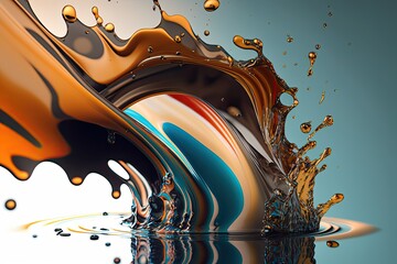 Engine oil liquid splash closeup, generative ai