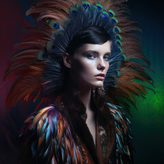 Peacock Feather Fashion, AI