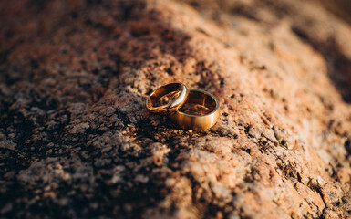 Couple rings. Love concept. Photo. Background. Idea. wedding rings on the table. Love