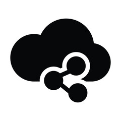 cloud sharing solid icon illustration vector graphic