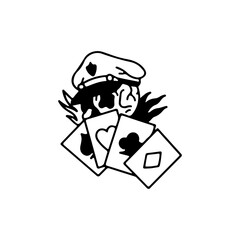 vector illustration of a skull with a card