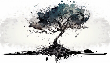 Tree - watercolor style illustration background by Generative Ai
