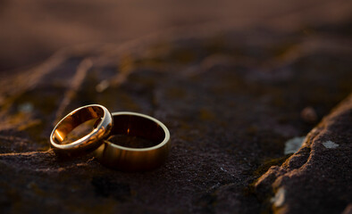 wedding rings on the table