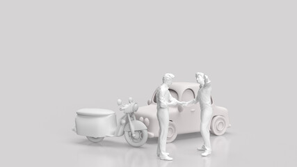 Accident car and bike for insurance concept 3d rendering