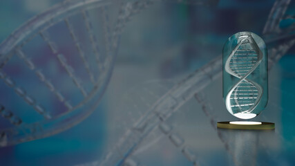 Dna in capsule for sci or education concept 3d rendering