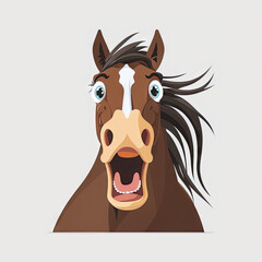 Surprised Horse - 3D cartoon character, sticker style