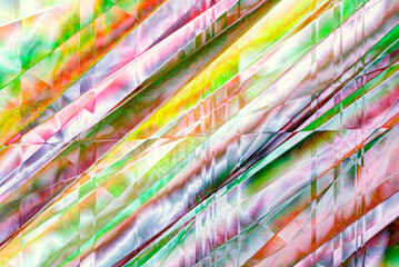 diagonal waves of prismatic folded satin stripes abstract
