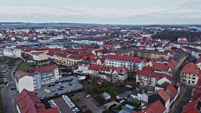Aerial View Of Oschersleben town, Saxony-Anhalt, Germany