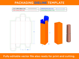 Lipstick Box, Cosmetic Box Dieline Template