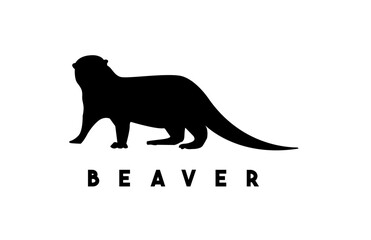 Vector illustration, otter silhouette nice as a picture to commemorate international beaver day