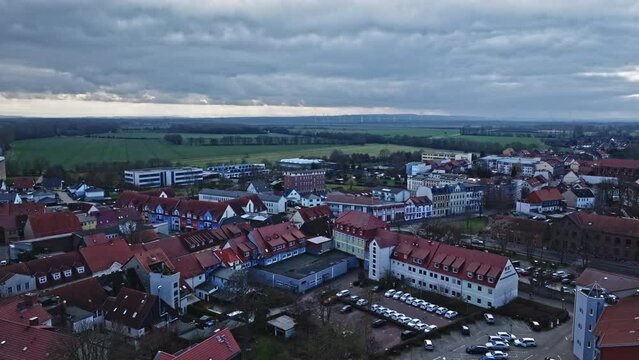Aerial View Of Oschersleben town, Saxony-Anhalt, Germany