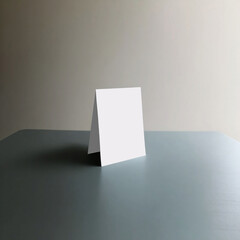 Minimalist Blank Card Mockup on Table, Folded Card, Neutral Backdrop