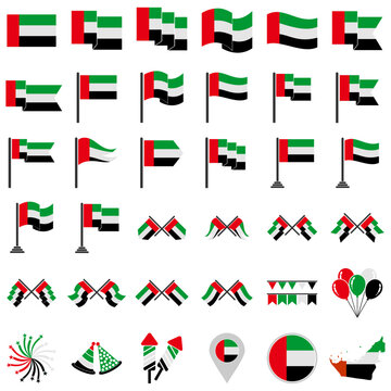 United Arab Emirates flags icon set, United Arab Emirates independence day icon set vector sign symbol