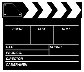 Fototapeta na wymiar Clapper Board for Cinematography Concept, Movie or Film. Format PNG