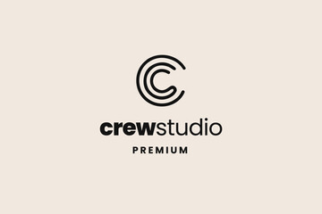 C letter logo, abstract design element, business brand