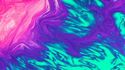 Fototapeta na wymiar Huge bright green and violet gradient weave of liquid wallpaper (ai generated)
