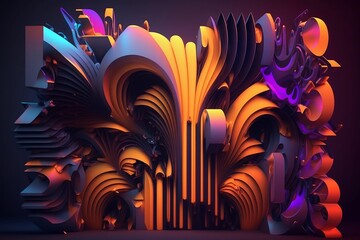 Abstrakte bunte Muster. Digitale Kunst  im futuristischen Stil. 3D animiert.
