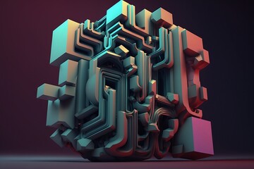 Abstrakte bunte Muster. Digitale Kunst  im futuristischen Stil. 3D animiert.
