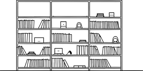 Book shelf drawing outline  © safri