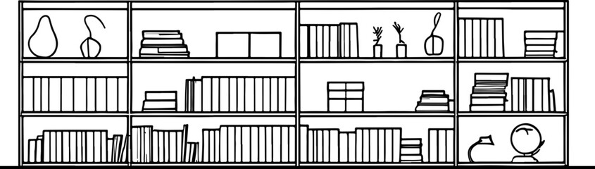 Book shelf drawing outline 