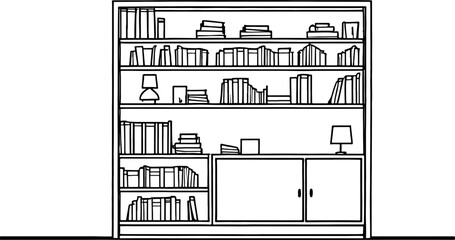 Book shelf drawing outline  © safri